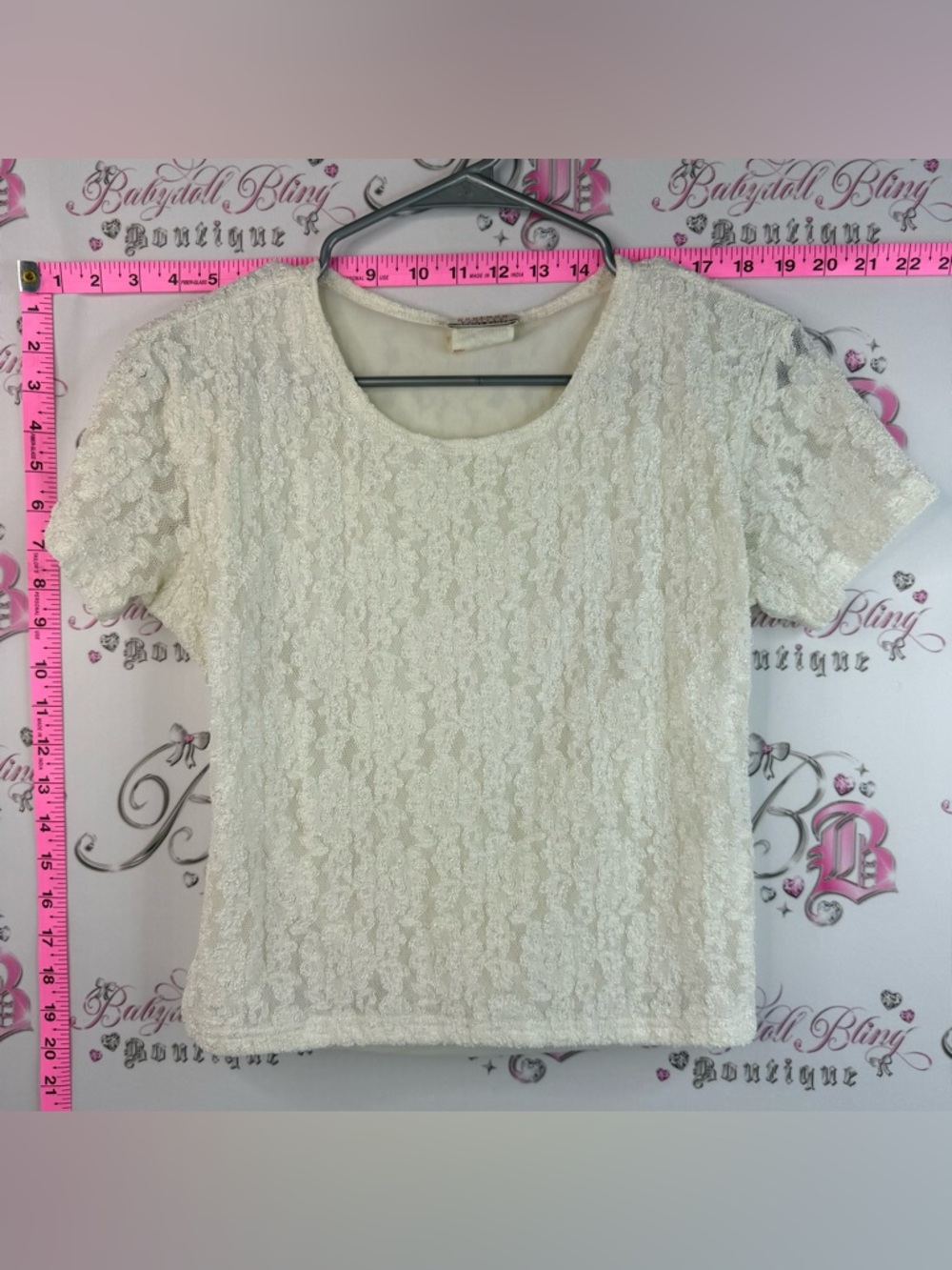 Jeremy Scott T-shirt, lace vintage Lace Overlay Short Sleeve Top - White